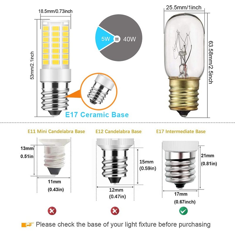 E17 LED Bulb Dimmable, 5W Microwave Oven Bulb, Daylight White