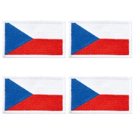 4Pcs Czech Czech Republic Flag Patches, Hook and Loop Embroidered Armband Flag Tactical Patches for Backpacks Hat Clothing Jackets.