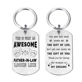 Yobent Father In Law Christmas Keyring Gifts from Son In Law, Best Father-in-law Birthday Gift Ideas, Father of the bride Key Ring Present for Thanksgiving Xmas Wedding Anniversary