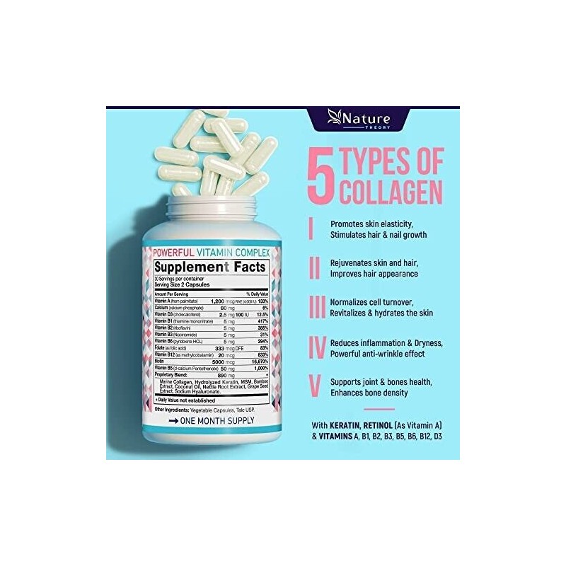 Bloommy Biotin, Collagen & Keratin Capsules for Hair, Skin, Joint,