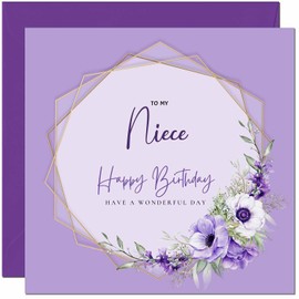 Niece Birthday Card for Men women - Floral Beautiful Birthday Cards for Niece