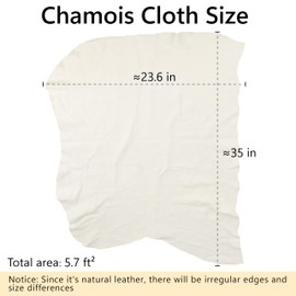 Car Chamois Cloth, Premium Shammy Cloth 23.6'' x 35'' (5.7 sq ft), Reusable Shammy Towel for Car, Real Leather Washing Cloth for Car Drying, Car, Truck, Motorcycle Cleaning, Glass Cleaning, Home