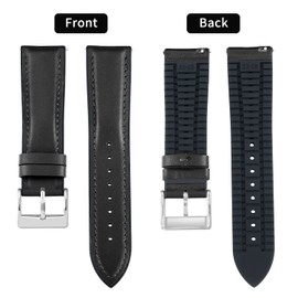 Binlun Leather Watch Band, Inside Layer Rubber is Breathable. 0.5 - 0.9 in (14 - 22 mm), Hybrid Quick Release Watch Strap, Smart Watch Strap, Unisex Use, 6 Colors Available, Faux Leather Rubber, No