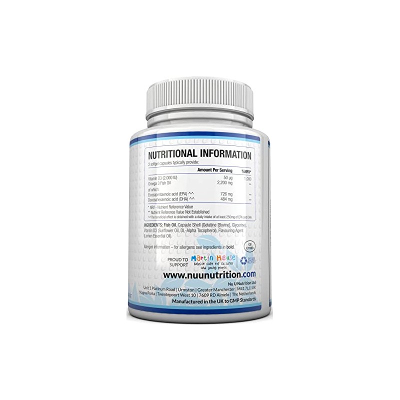 Omega 3 Fish Oil 2200mg & Vitamin D3 2000IU -