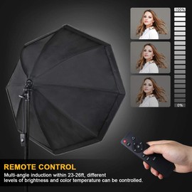 Softbox Continuous Lighting Kit for Camera Photo Video Photography Studio Light with 28'' x 28''Octagon Softbox and Dimmable Super Bright Light Bulb/Nylon Color Screen/Light Stand/Carrying Bag