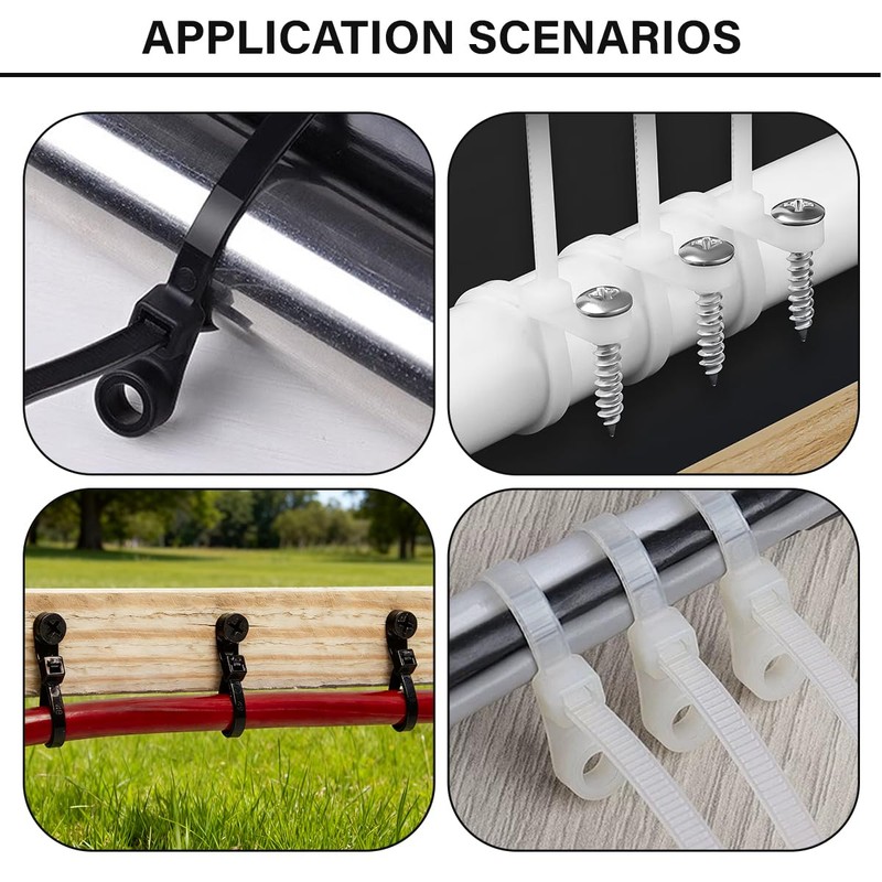 Heavy Duty Black Zip Ties with Screw Hole 12 inch