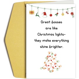 Oamiolek Funny Christmas Card for Boss, Boss Christmas Card from Staff Employee, Humor Christmas Card for Boss Leader, Great Bosses Are Like Christmas Lighter