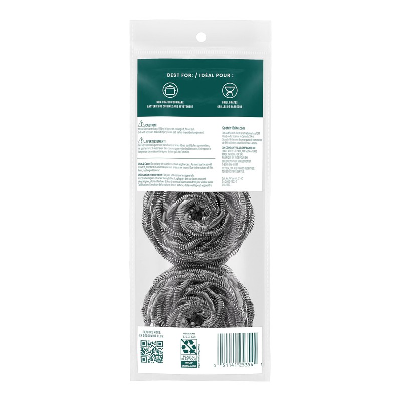 Scotch-Brite Stainless Steel Scrubbers, Scouring Pads for Cleaning Tough Baked-On