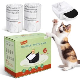 PETOCAT 140 Count Litter Robot Bags Compatible with Robot 4 & 3, Automatic Cat Waste Drawer Liners for Most Pet Self-Cleaning Litter Box, 9-11 Gallon Capacity Replacement Disposable Kitty Poop Bag