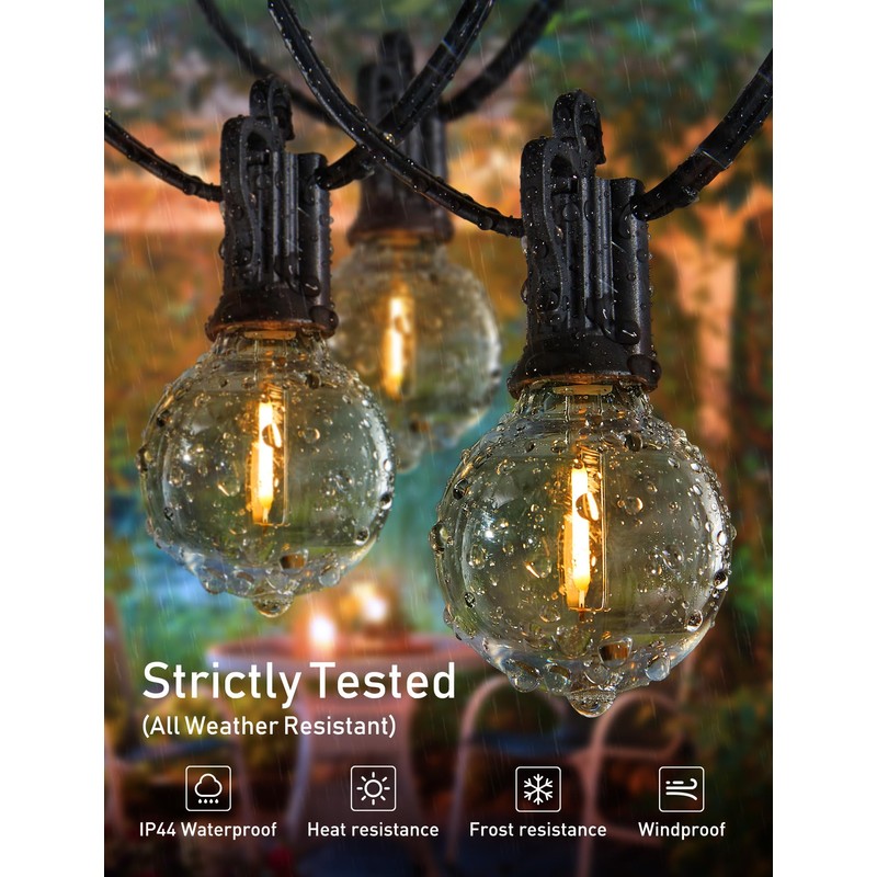Brightown Outdoor String Lights, 80FT 40+2 G40 Bulbs Shatterproof Patio