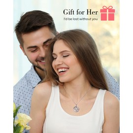 S925 Necklace Gift for Wife |Compass Jewelry |Women Anniversary |Sterling Silver |Girlfriend Birthday Gifts for Her Valentines |I'd be Lost without You|Jewel 18K White Gold