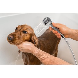 3 Mode Dog Shower Attachment, High Pressure Handheld Sprayer with ON/OFF Switch, Metal Diverter and 3/4" GHT and 1/2" NPT Quick Disconnect Adapter for Outdoor and Indoor Pet Bathing