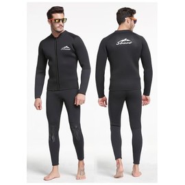 Sbart Premium Men's 3mm Neoprene Wetsuit Two Piece Top Jacket + Pants, Keep Warm & Comfy, Adult Men Full Body Wetsuit Diving Suit 2pc for Scuba Diving Snorkeling Surfing Paddling Swimming
