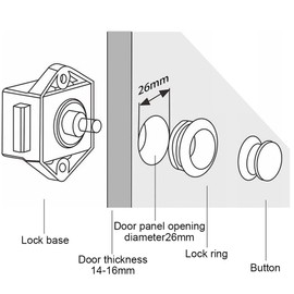 2 x door lock, curls, furniture locks, caravan locks, push button catch door lock, the van button drawers lock, camping drawers lock, keyless door rotary lock (brown)