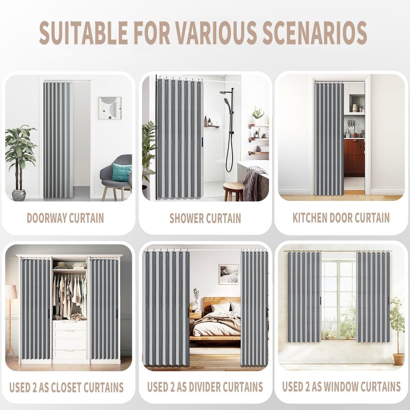 Vatge Closet Curtain for Open Closet, Pleated Folding Curtains for