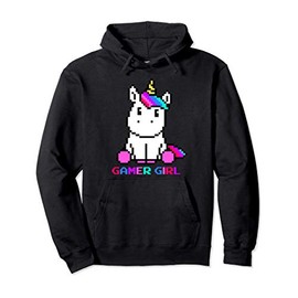 Kawaii Unicorn 8-Bit Video Games Character Gamer Girl Gift Pullover Hoodie
