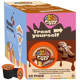 Crazy Cups Gingerbread Hot Chocolate Pods, Gingerbread Cookie Flavored Hot Chocolate for Keurig K Cups Brewers, Rich and Creamy Hot Cocoa Mix, 22 Count