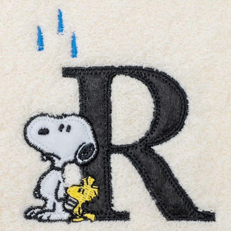 Tsujiseru Snoopy Mini Towel 25cm Initial R Embroidered White