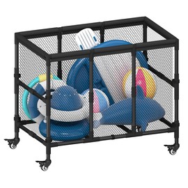 Ardier 180 Gallon Pool Noodles Holder, Swimming Pool Storage Bin for Swimming Acessories, Outdoor Rolling Pool Toy Organizer Cart for Floaties, Life Vests, Beach Essentials, Patio Furniture, Black