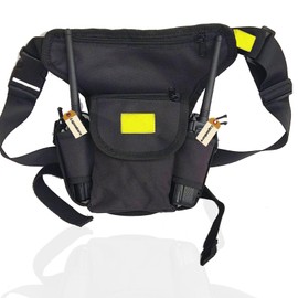 Lsgoodcare Black Tactical Double Walkie Talkie Case Army Combat Waist Leg Bag Adjustable Hiking Hunting Waist Packs Military Molle Camping Riding Drop Leg Bags