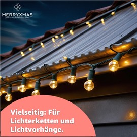 MERRYXMAS 50 x Hook Fairy Lights Holder & Light Curtain Clips & Attachment - Gutter Hooks for Christmas
