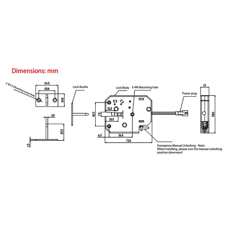 ATOPLEE Electronic Lock, 1pcs DC 12V 2A Carbon Steel Solenoid