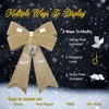 Pre-lit Gold Christmas Bow - Flashing, Dimmable LEDs, Timer,Remote Control,
