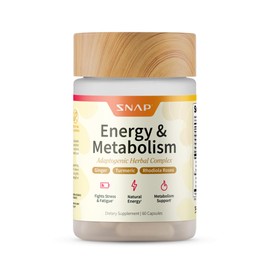 Snap Supplements Energy & Metabolism Herbal Complex for Fatigue, Stress Relief, Energy Booster & Better Mood, Energy Pills for Women & Men, 60 Capsules (30 Servings, 1 Month Supply)
