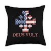 Catholic Knight Templar Crusader Cross American Flag Throw Pillow