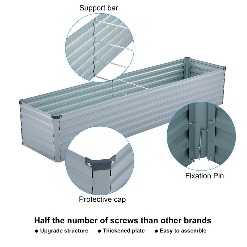 Meberam 2 Pack 12x2x1FT Galvanized Raised Garden Beds Kit Outdoor