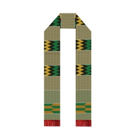 Traditional Green Grads Scarf African American Graduation Stole Scarf with Red Tassels