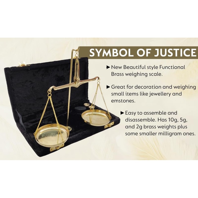 Antique Traditional Goldsmith Brass Weighing Scale Balance Justice Law Scale