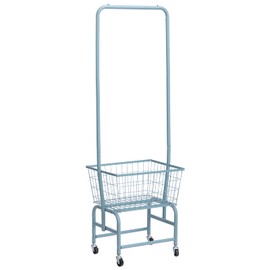 ALIMORDEN Laundry Cart with Clothes Rack, Rolling Laundry Butler with Wire Storage Rack, Grey Blue