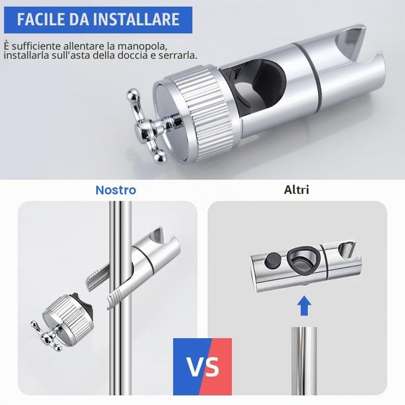 JADUFHU Supporto Doccia Regolabile con 2 Ganci