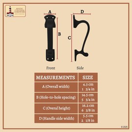 SaKeGa Mystic Colonial 6 5/8 Inch Solid Cast Iron Curved Pull Handle, Set of 10 – Heavy Duty Vintage-Style Door Handles for Gate, Shed, Fence, Window, or Garage – Rustic Farmhouse Hardware
