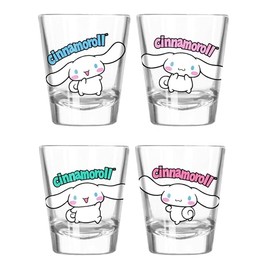 Silver Buffalo Sanrio Cinnamoroll Pose Name Set 4pc. 1.5oz. Mini Glass Set 4x1