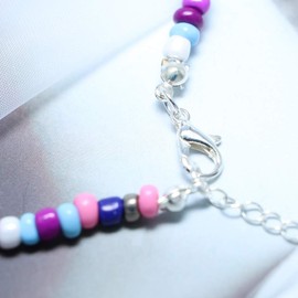 TseenYi Boho Necklace Colorful Crystal Rice Beads Rainbow Necklace Jewelry for Women Girls, Metal