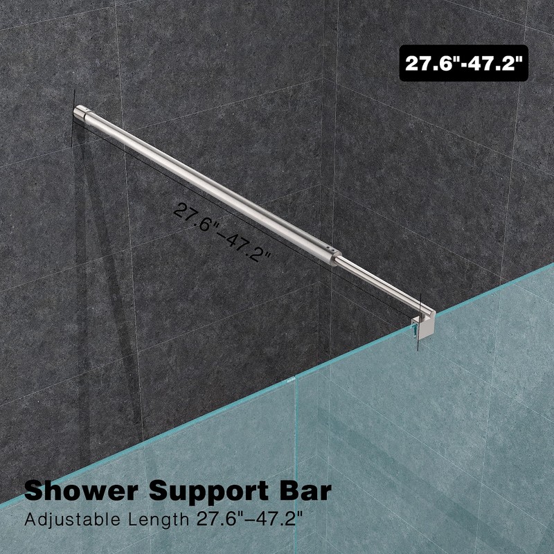 Shower Door Glass Support Bar,27.6'' to 47.2'' Shower Screen Support