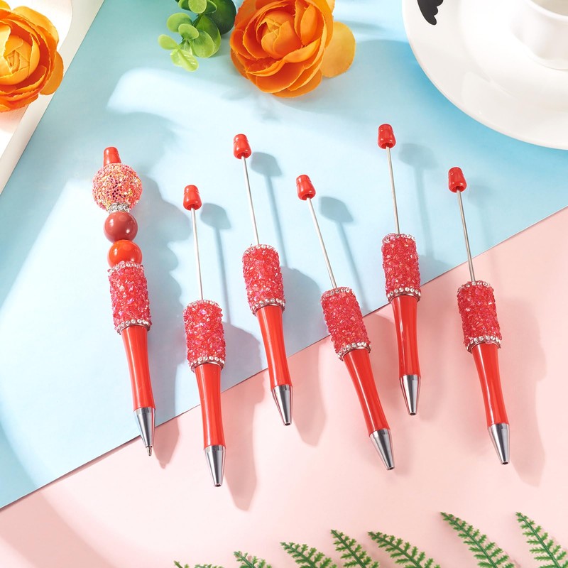 Bestewelry 10Pcs Beadable Pens Bulk Crystal Rhinestone Ballpoint Pens Glitter
