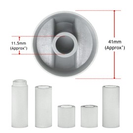 Spares2go Control Knobs/Dials for AEG Oven Cooker & Hob (Pack of 5 + Adaptors, Silver)
