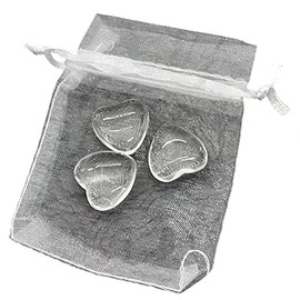 3 gemstone hearts in a set, stone hearts made of 3 gemstones, heart shape, lucky charm gift and decoration (rock crystal)