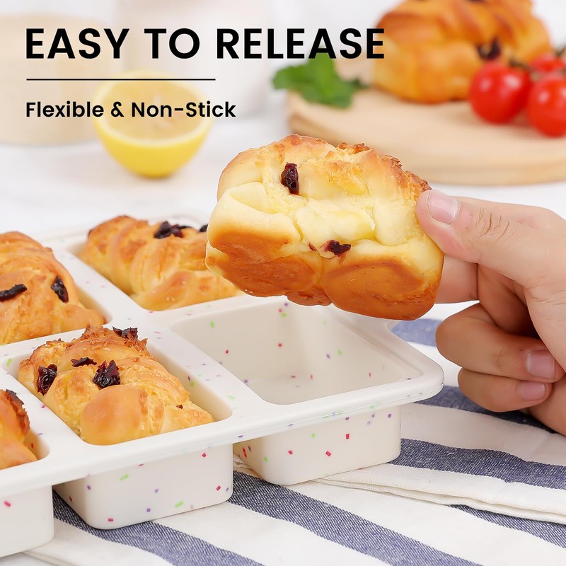 1 Pack Vinino Silicone Mini Loaf Pans Cake Bread Baking