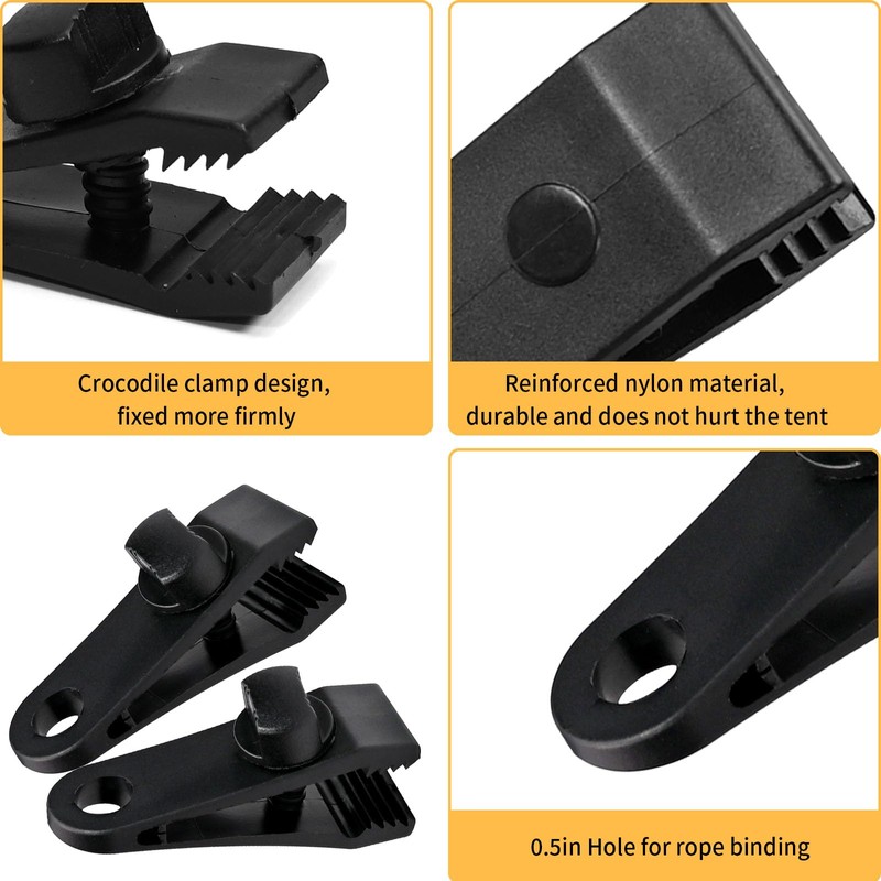 CADUFUELLY 24 Pcs Tarp Clips with Carabiner Lock Grip Thumb