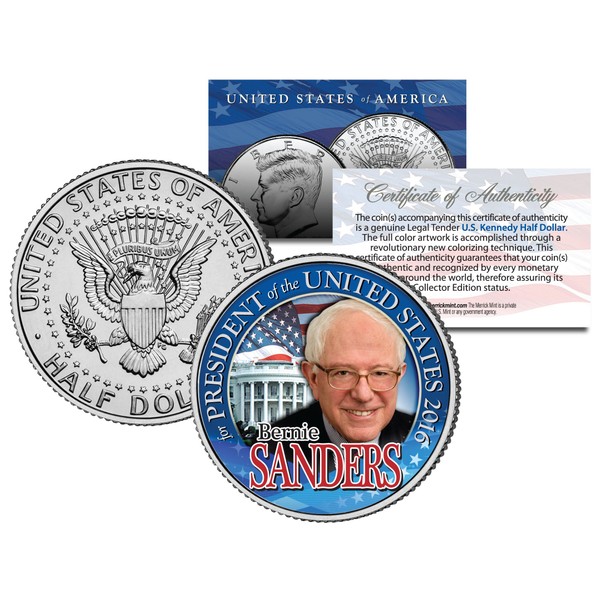BERNIE SANDERS FOR PRESIDENT 2016 Campaign Colorized JFK Half Dollar U.S. Coin