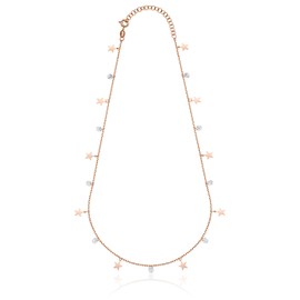Aka Gioielli® - Women's Choker Sterling Silver 925 Rose Gold with Stars and Small Stones, Delicate Necklace for Girls, Sterling Silver, Crystal