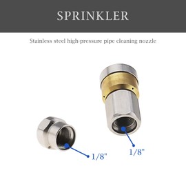 Be In Your Mind 2Pcs G1/8 Sewer Jet Nozzle, Fit for Pressure Washer Hose Jet Cleaning Drain (1 Front 3 Rear and Rotating 3 Rear)