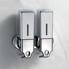 Hotel bathroom wall-mounted dispenser, shampoo bottle, 2 hand wash bottles Silver 2 balls