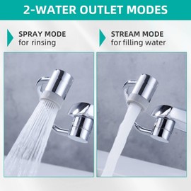 Universal Aireador de Grifo Cocina Giratorio a 1080° con 2 Función de Pulverización，Brazo Robótico Multifuncional Para Cabello/Cara,Extensor de Grifo para Cocina y Baño Lavabo de Amplio Rango