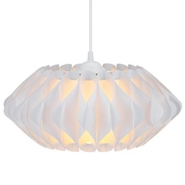 kwmobile Puzzle Lampshade - 10" Diameter DIY Ceiling Light Lamp Shade with 22 Pieces - Flat Chandelier Design for Pendant Lights - Size M, White