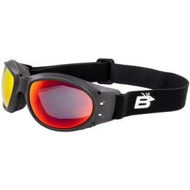 Birdz Eyewear Eagle Padded Dirt Bike Motorcycle Riding Goggles Black Frame with Mirror Lens for Men and Women
